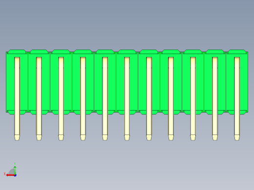 彩色公排针 100mil 2.54mm 系列-DS1022_green_3x11p_100mil_TypeD_rev1.0后视缩略图