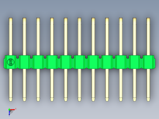 彩色公排针 100mil 2.54mm 系列-DS1022_green_3x11p_100mil_TypeD_rev1.0俯视缩略图