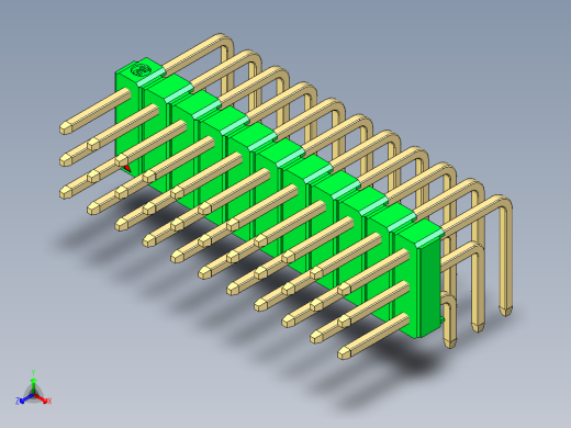 彩色公排针 100mil 2.54mm 系列-DS1022_green_3x11p_100mil_TypeD_rev1.0正等轴测缩略图