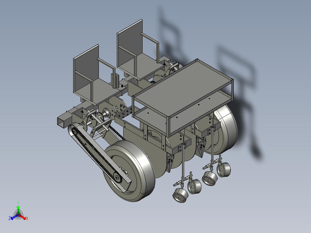小型蔬菜移栽机三维SW图纸正等轴测图
