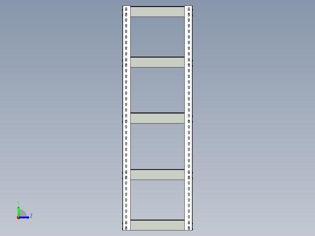 重型工业仓库货架单元- 仓库货架左视图