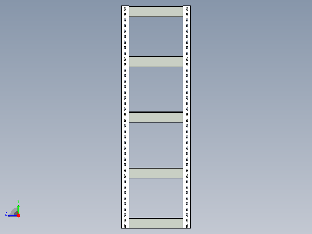 重型工业仓库货架单元- 仓库货架右视图