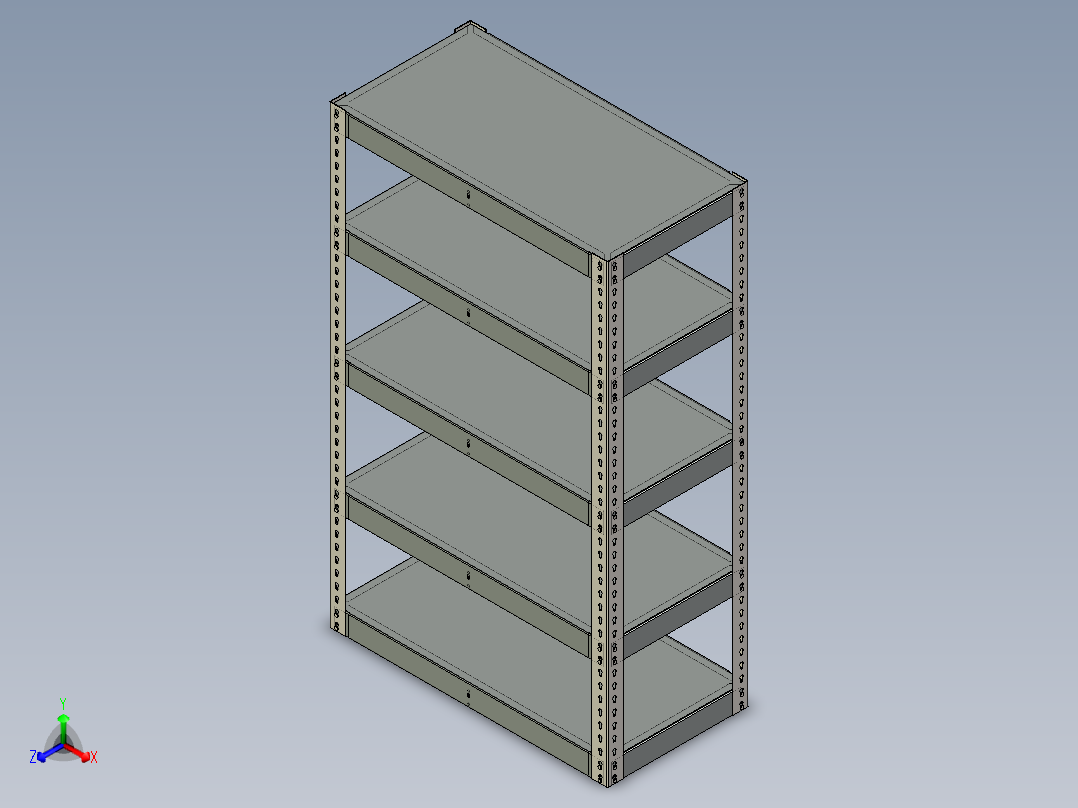 重型工业仓库货架单元- 仓库货架正等轴测图