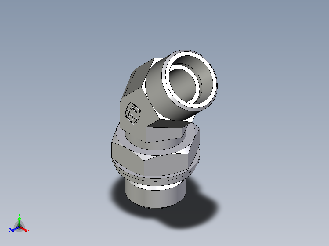 卡套式工业通用硬管接头EO_Adjustable_locknut_45_deg_elbow_VEE15LROMDCF主视图