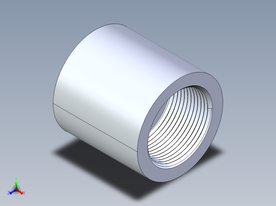 CPVC管件12-Sch80_Coupling_FPTxFPT_9830-012 _1.25in正等轴测图