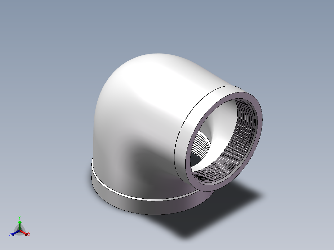 弯头-异径内丝 DN80-DN65正等轴测图