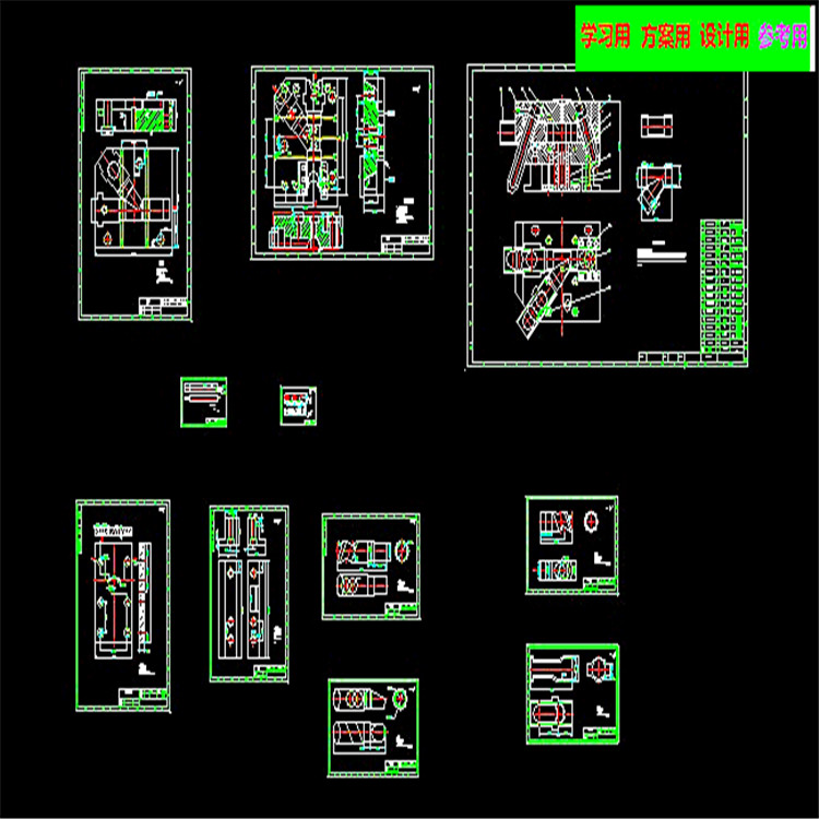 斜三通注塑模具斜导柱抽芯CAD图 机械设计参考资料设计素材