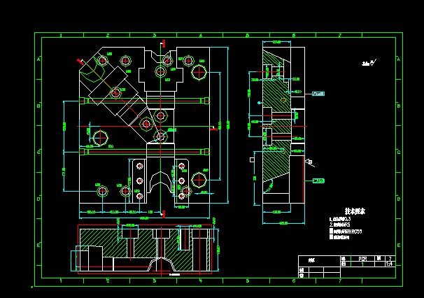 斜三通注塑模具斜导柱抽芯CAD图 机械设计参考资料设计素材