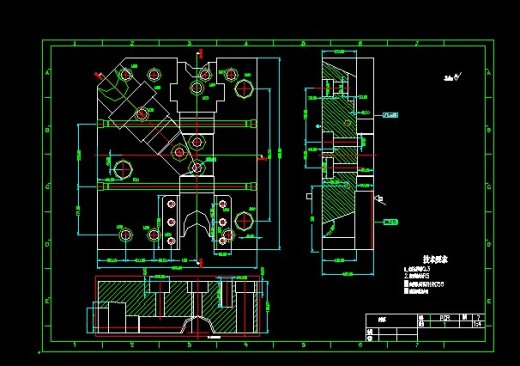 斜三通注塑模具斜导柱抽芯CAD图 机械设计参考资料设计素材缩略图