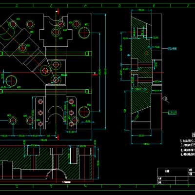 斜三通注塑模具斜导柱抽芯CAD图 机械设计参考资料设计素材缩略图