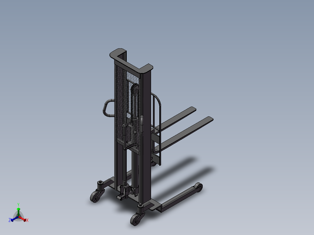 手动托盘堆垛机正等轴测图