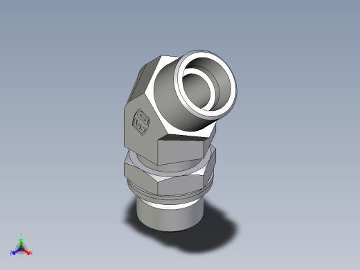 卡套式工业通用硬管接头EO_Adjustable_locknut_45_deg_elbow_VEE16SMOMDCF正等轴测缩略图