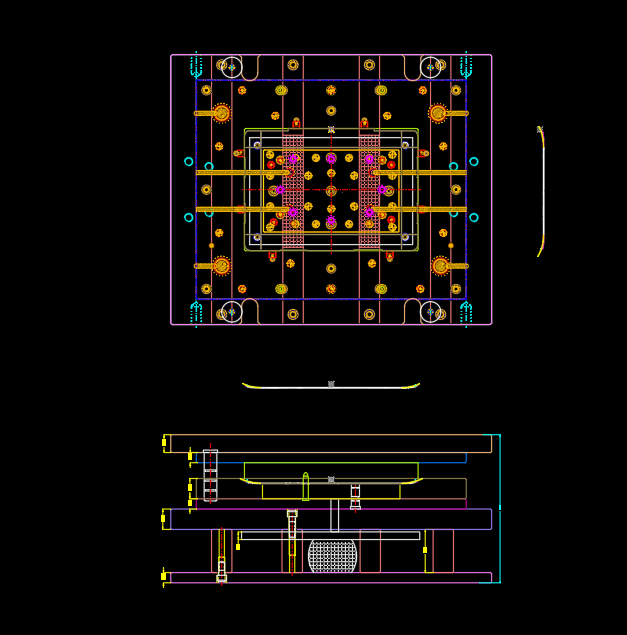 笔记本A面外壳切角冲弧度模具设计图