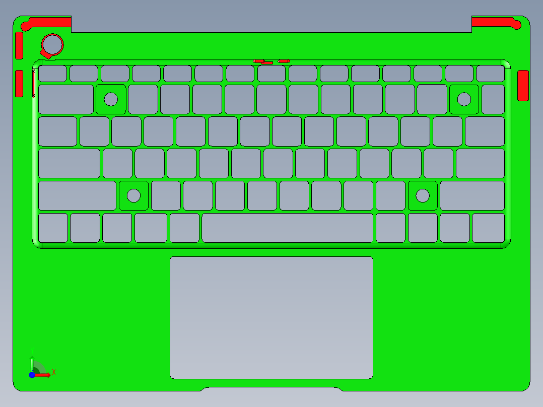 轻薄款笔记本C壳铣内腔程序模型前视图