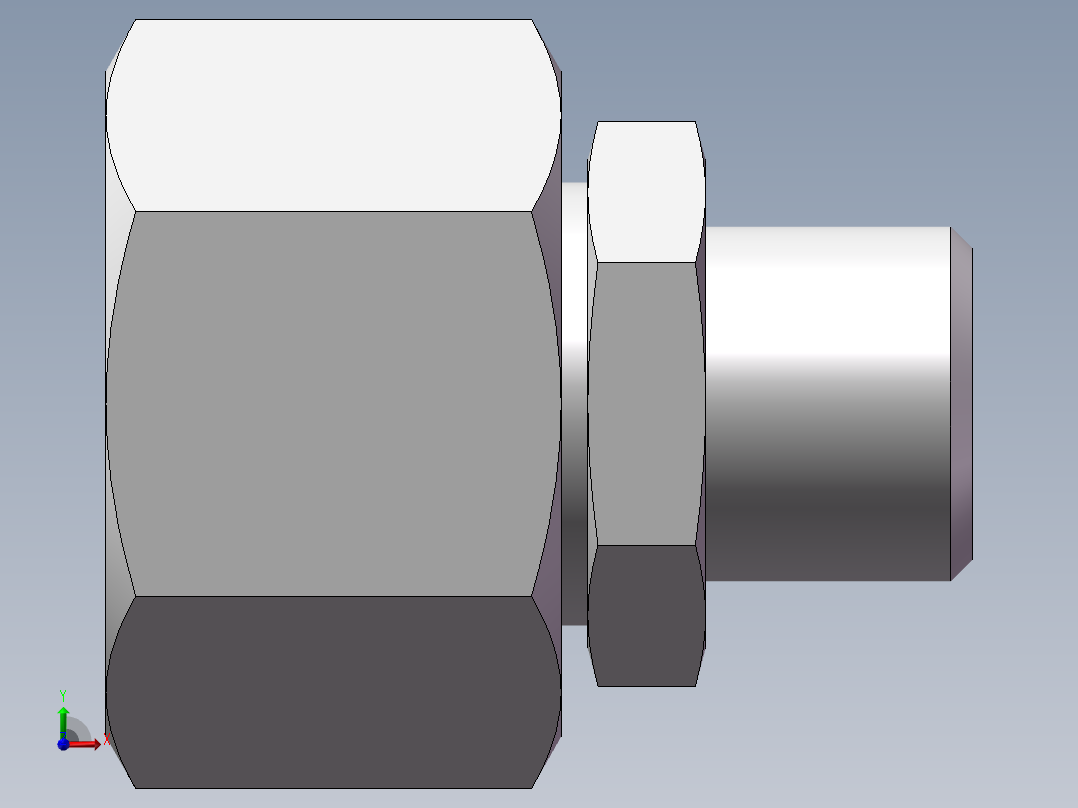 直通变径接头、2D-16-24前视图