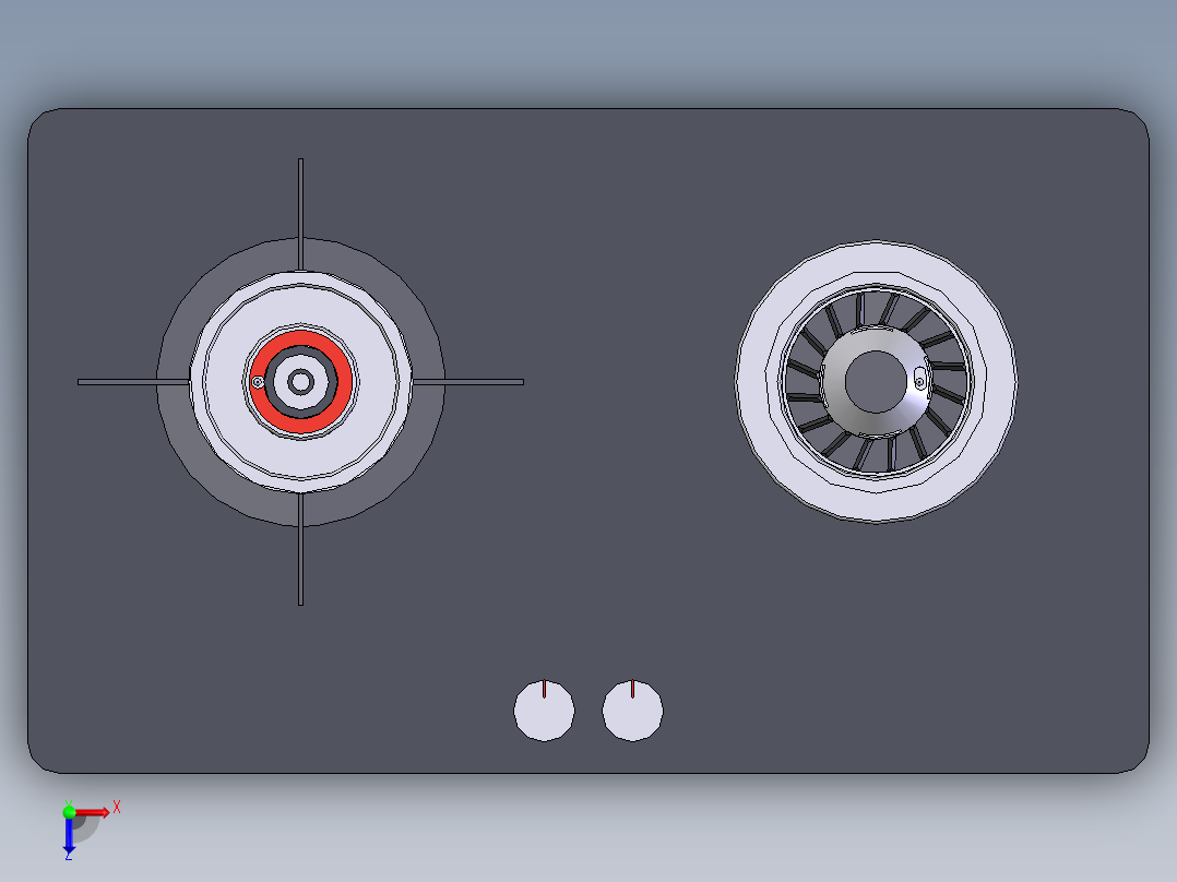 双头燃气灶俯视图