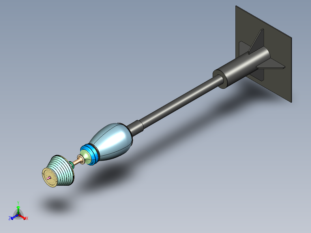 站立吊顶两用台灯正等轴测图