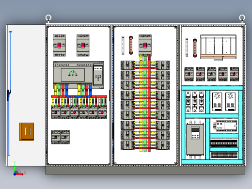三柜组装双电源630A竖装刀开关软启动plc控制柜 55907前视缩略图