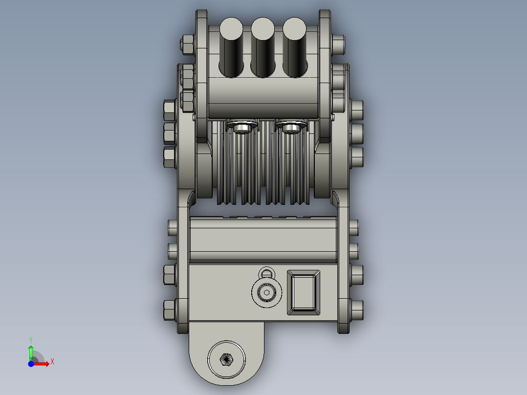 带集成块和滑车减少功能的电缆驱动接头前视图