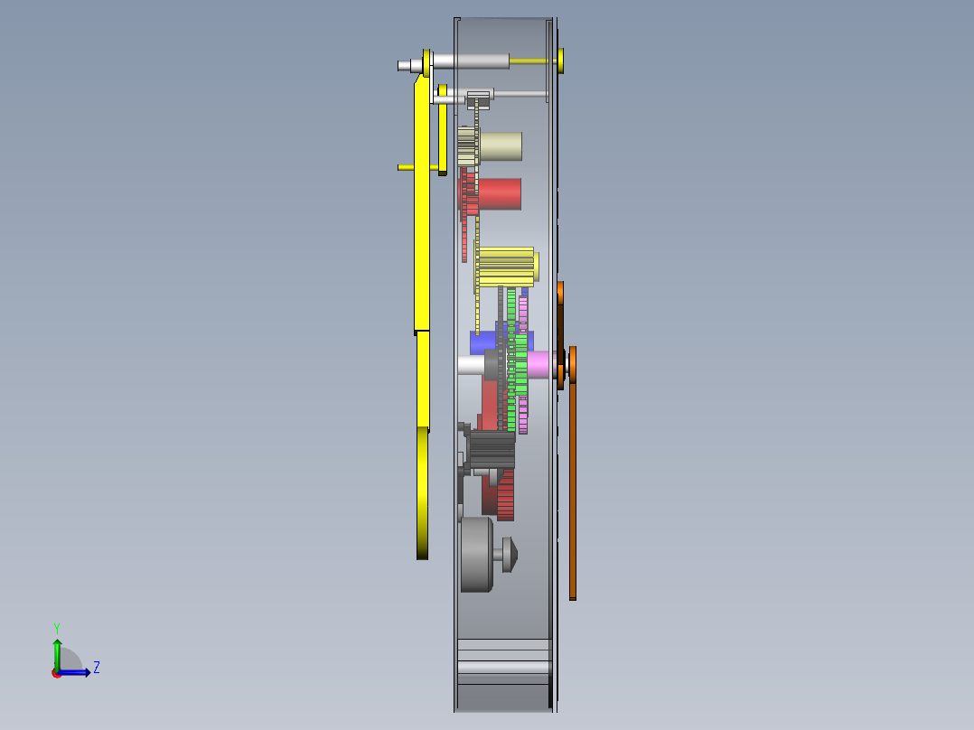 齿轮和钟摆的时钟左视图