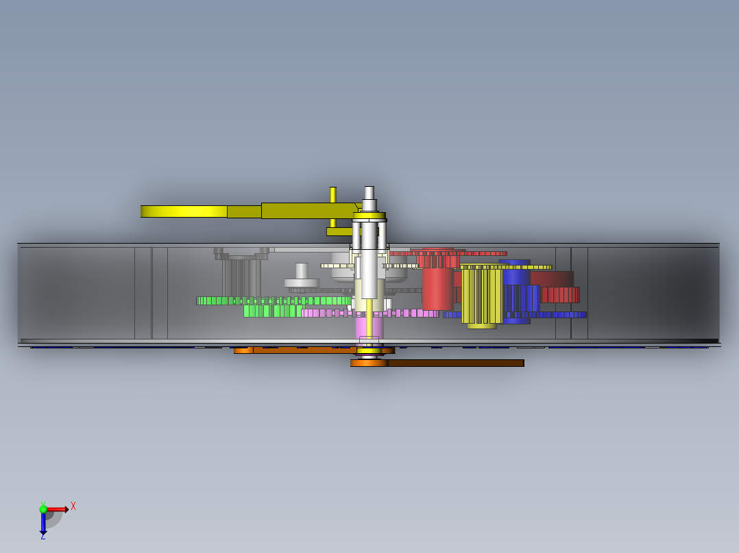 齿轮和钟摆的时钟俯视图