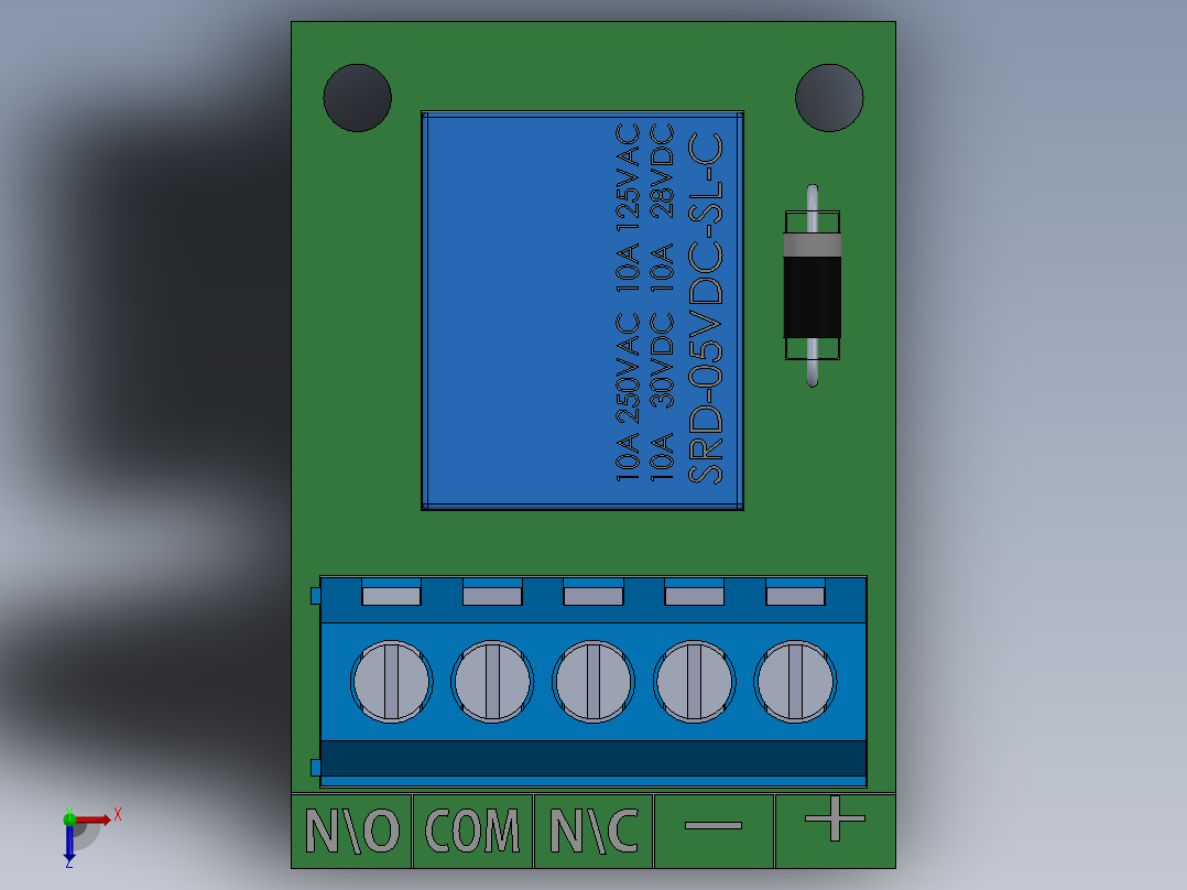 1ch继电器板俯视图