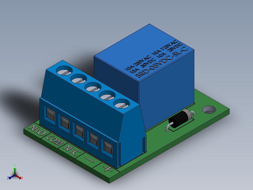 1ch继电器板正等轴测图