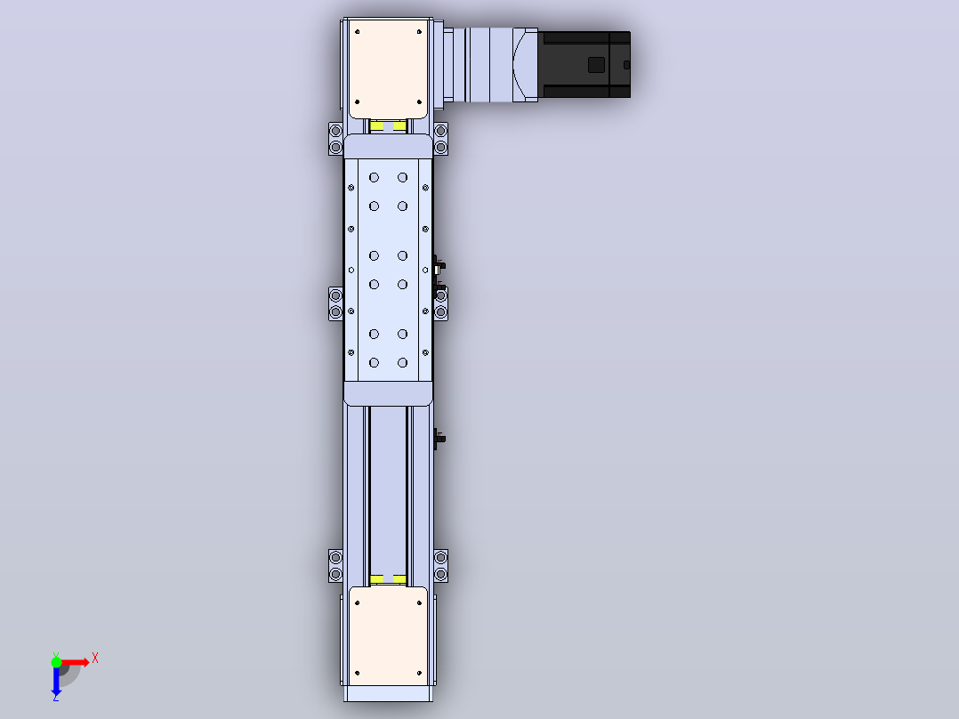DMEB110L-RTCR欧规同步带模组直线模组（电机右折）[DMEB110L-L13S350-DT750-C2U-RTCR]俯视图