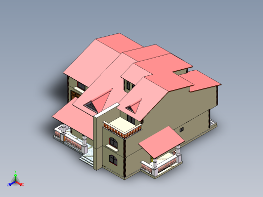 别墅3D模型房屋民居独栋别墅农家院子正等轴测缩略图