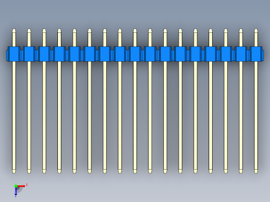 彩色公头100mil（2.54mm）系列-DS1021_blue_2x17p_100mil_Type19_rev1.0俯视图