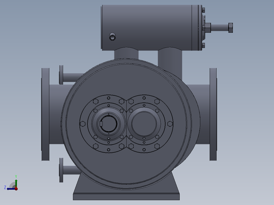 双吸式二螺杆泵的结构设计【带proe三维】右视图