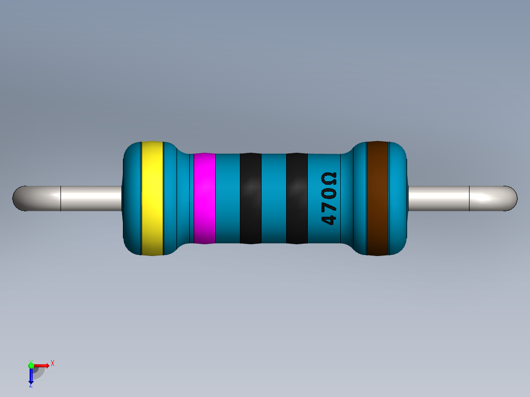 电容器 二极管 电阻器-Resistor 470 Ohm Blue俯视图
