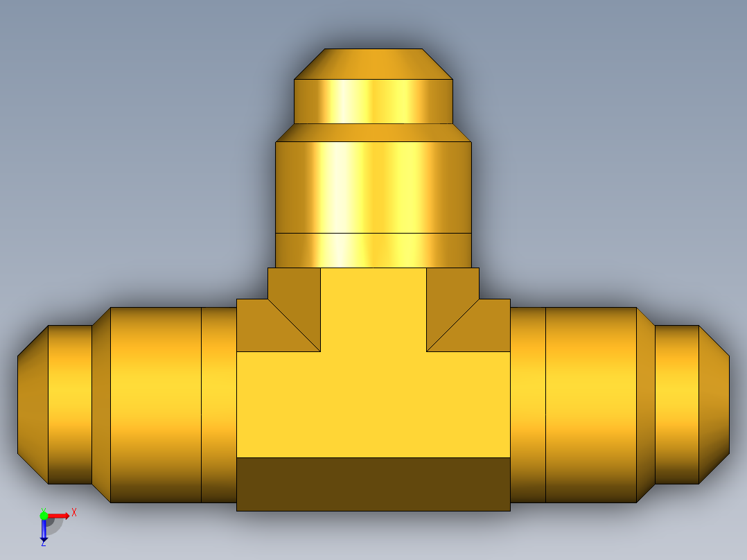 扩口式工业通用硬管接头Union Tee 144F-5俯视图