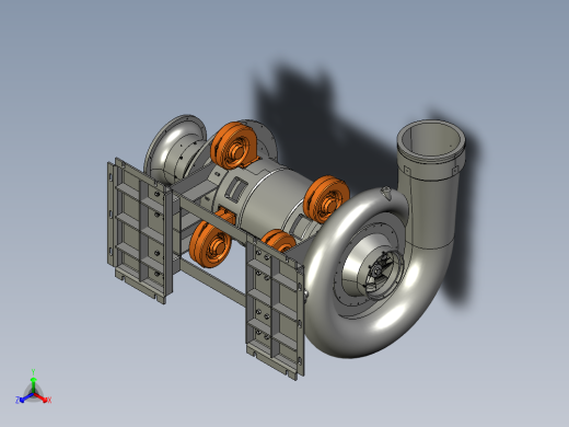 磁悬浮鼓风机-330kw双流体三维Creo模型