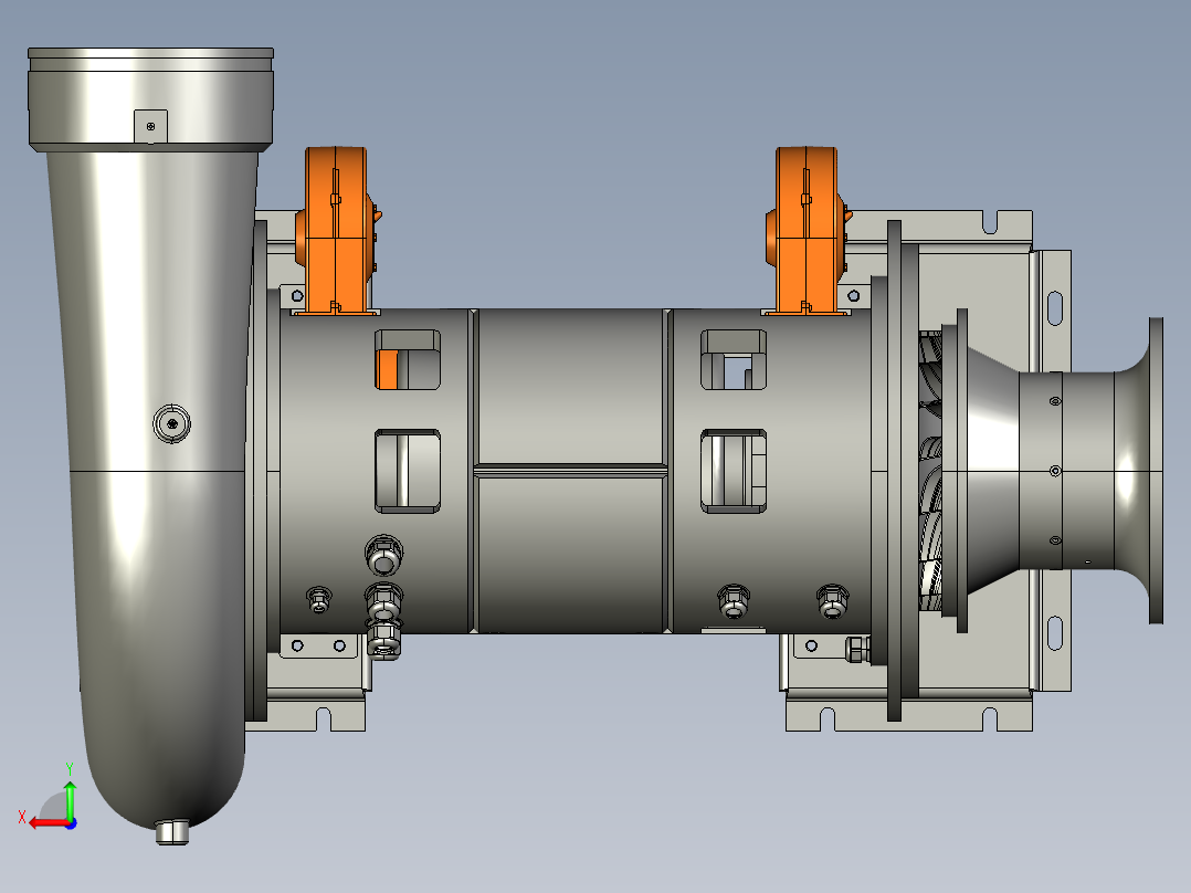 磁悬浮鼓风机-330kw双流体三维Creo模型后视图