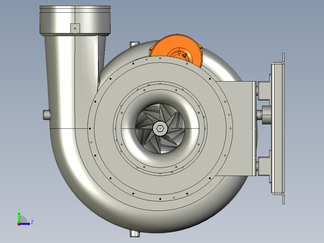 磁悬浮鼓风机-330kw双流体三维Creo模型左视图