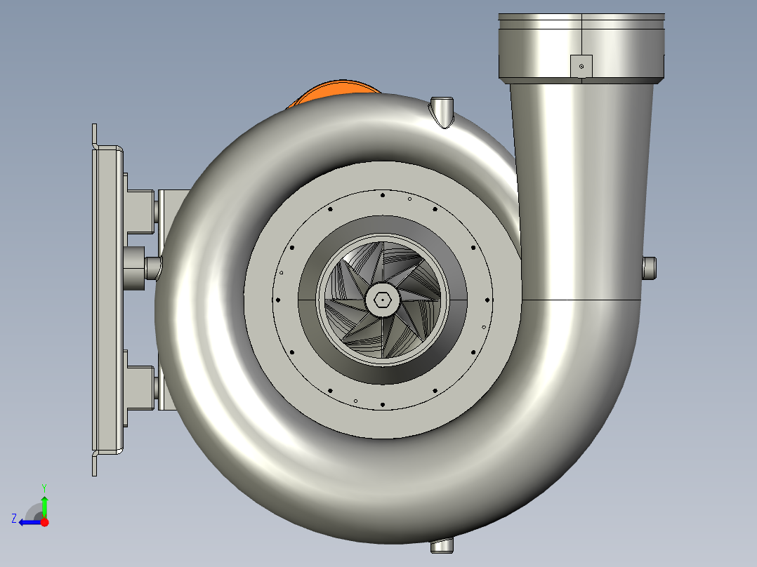 磁悬浮鼓风机-330kw双流体三维Creo模型右视图
