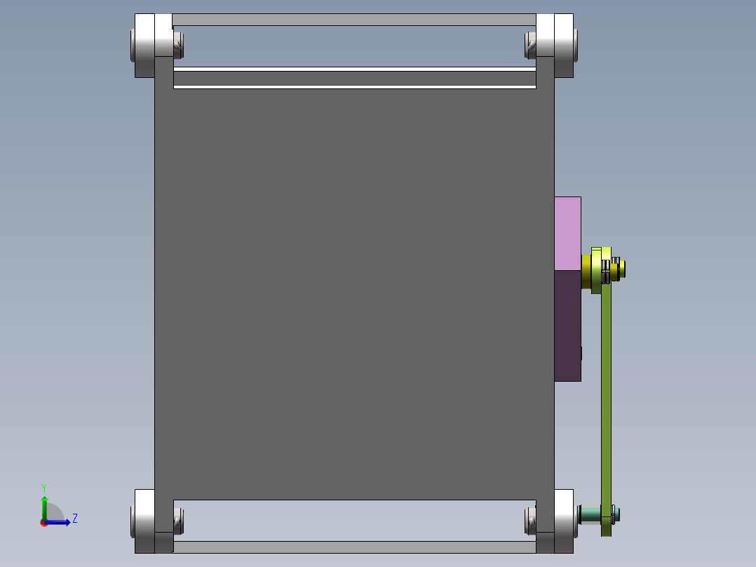 Q189-大型四边形滚动机构的设计与研究【三维SolidWorks】左视图