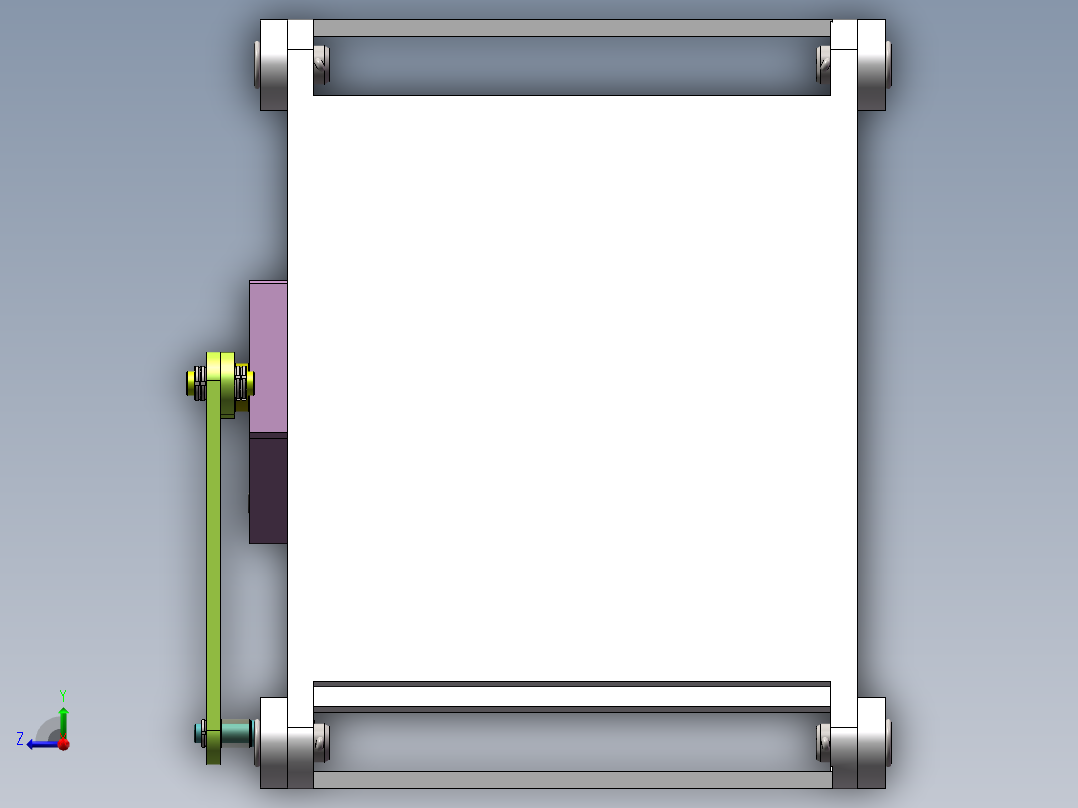 Q189-大型四边形滚动机构的设计与研究【三维SolidWorks】右视图