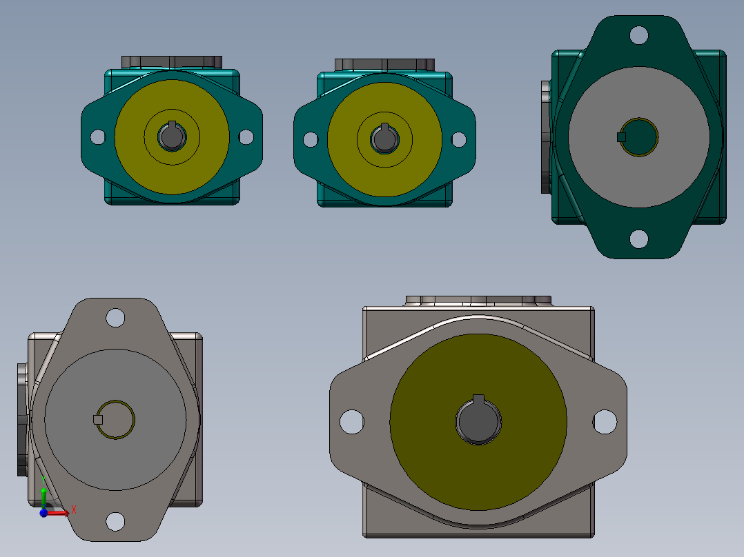 5款YUKEN PV2R3齿轮油泵前视图