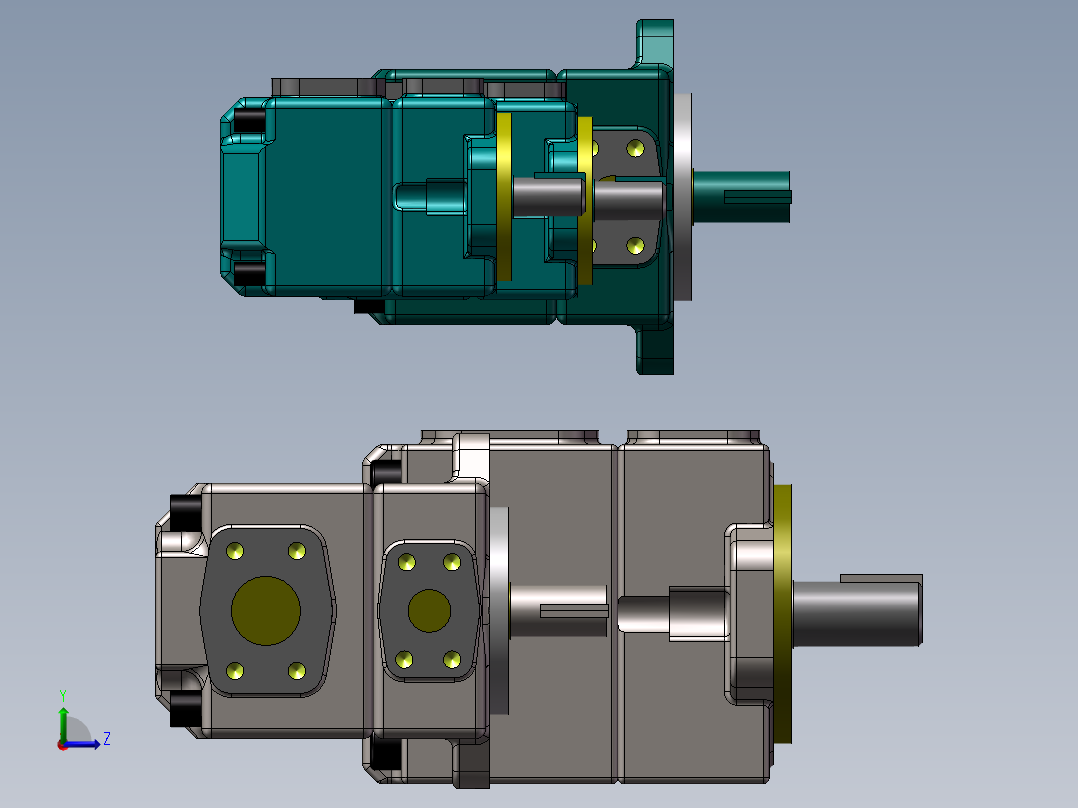 5款YUKEN PV2R3齿轮油泵左视图