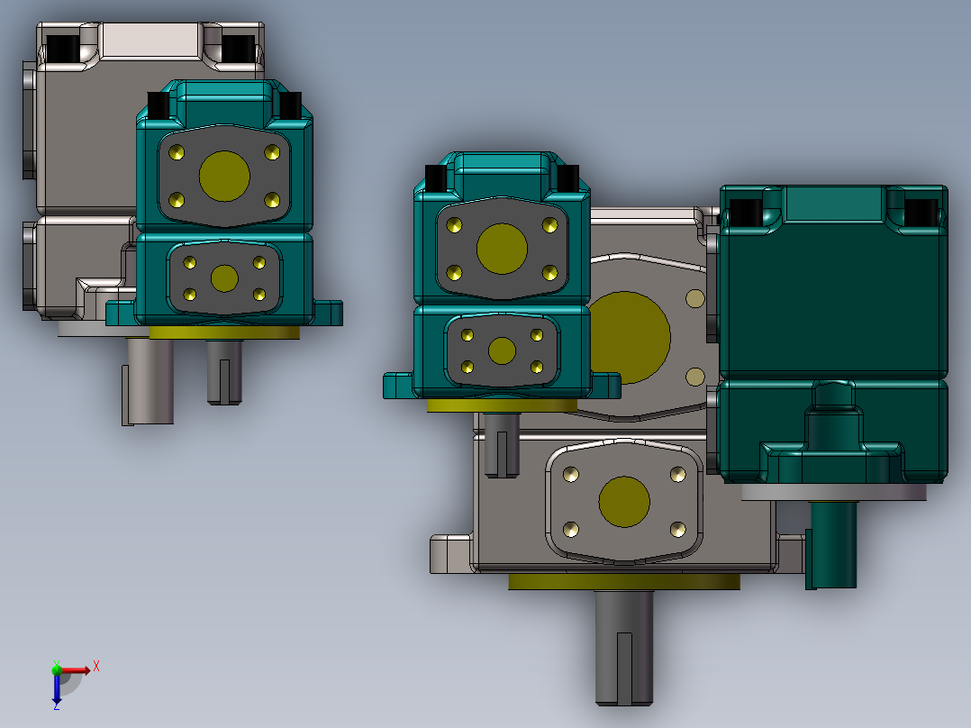 5款YUKEN PV2R3齿轮油泵俯视图