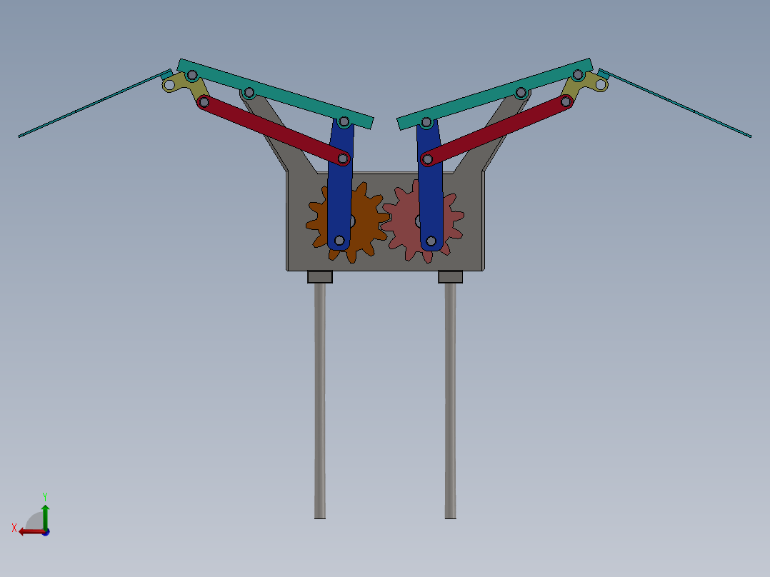 鸟扑动机构模型后视图