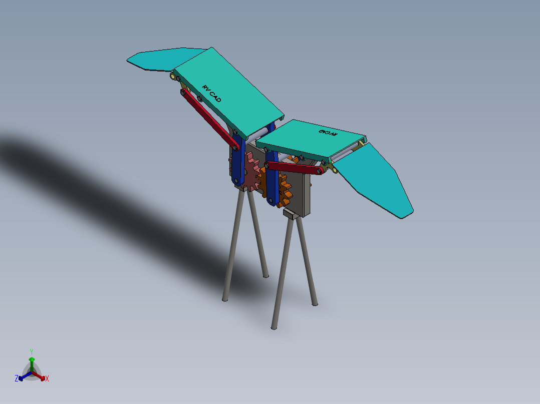 鸟扑动机构模型正等轴测图