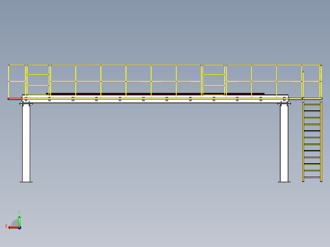 大型钢结构平台三维设计后视图