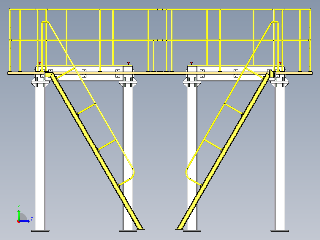大型钢结构平台三维设计左视图