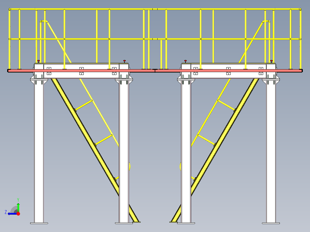 大型钢结构平台三维设计右视图