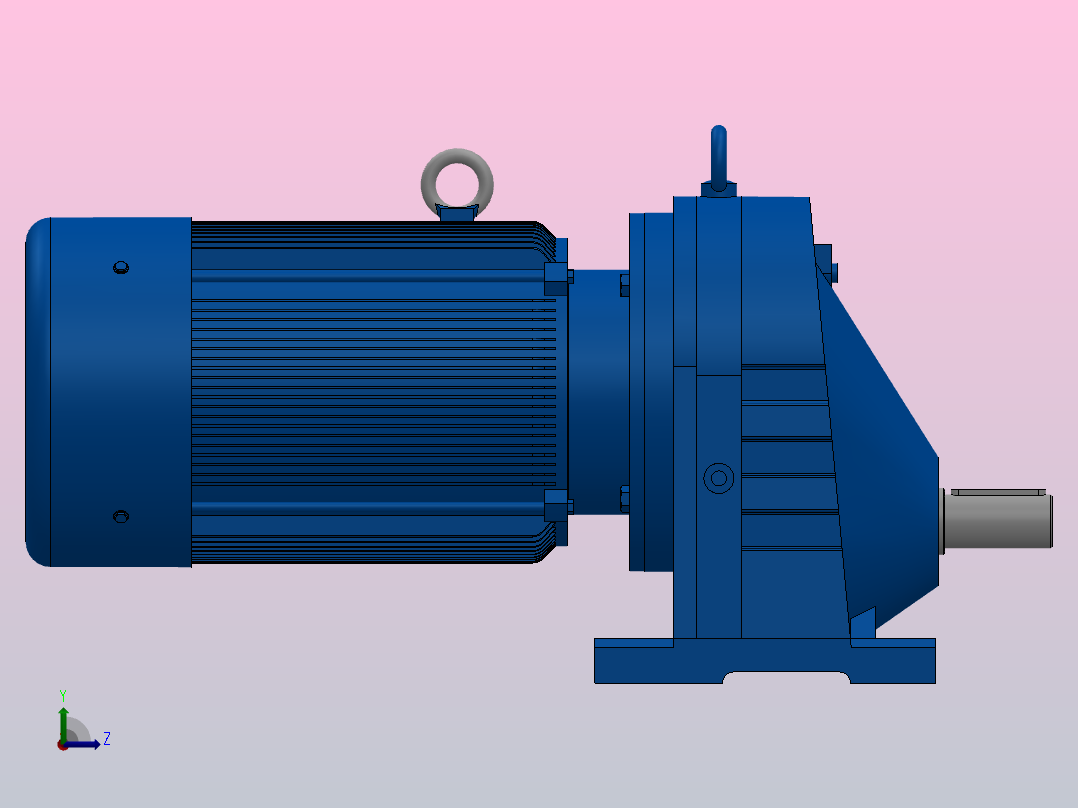 RX77底脚轴伸式安装斜齿轮减速机RX77-Y1.5-4P-90L-M1-0°左视图