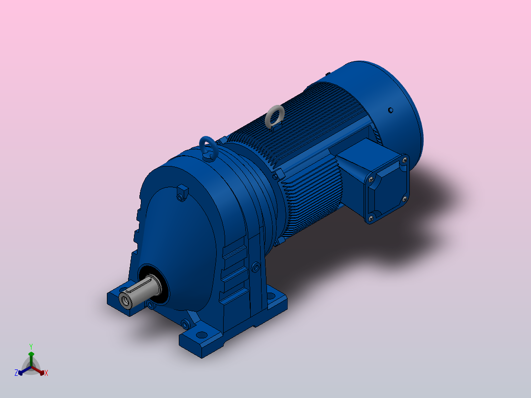 RX77底脚轴伸式安装斜齿轮减速机RX77-Y1.5-4P-90L-M1-0°正等轴测图