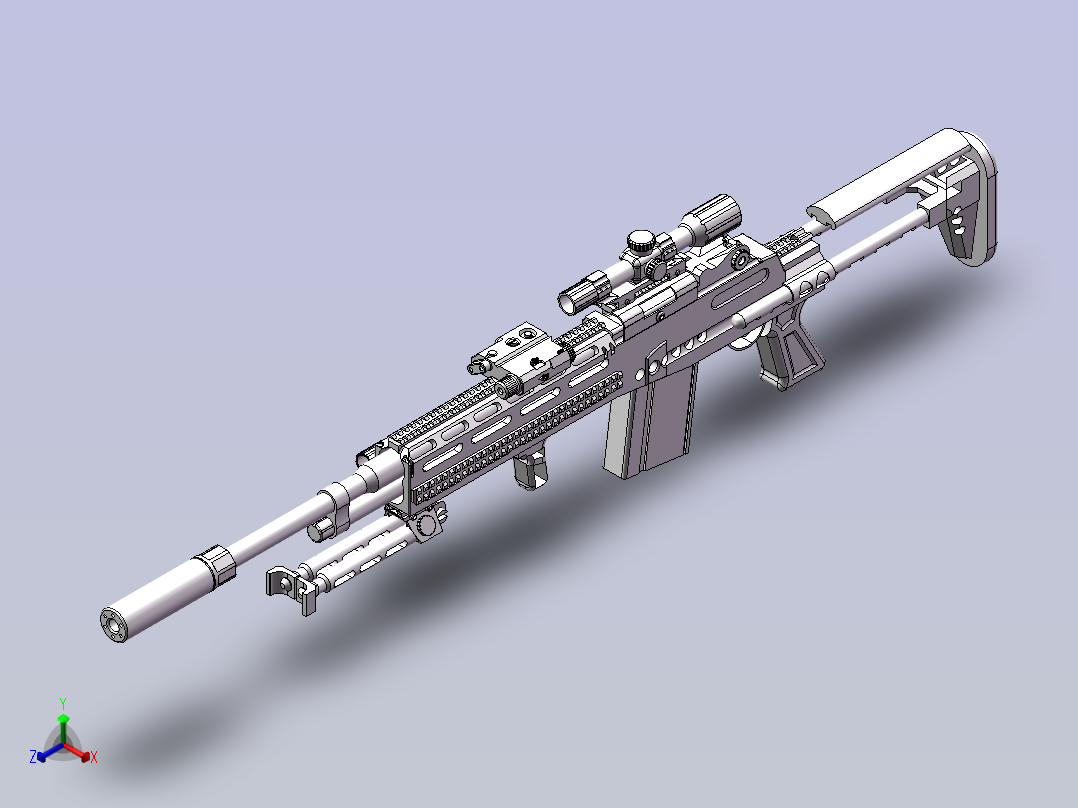 m14 ebr枪正等轴测图